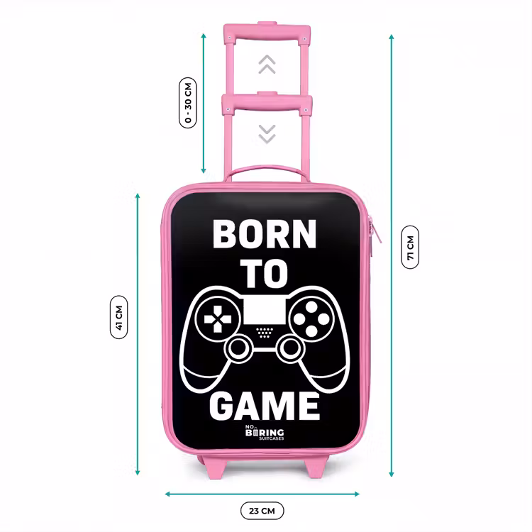 Kinderkoffer - Roze - Qoute met controller in zwart wit — 6