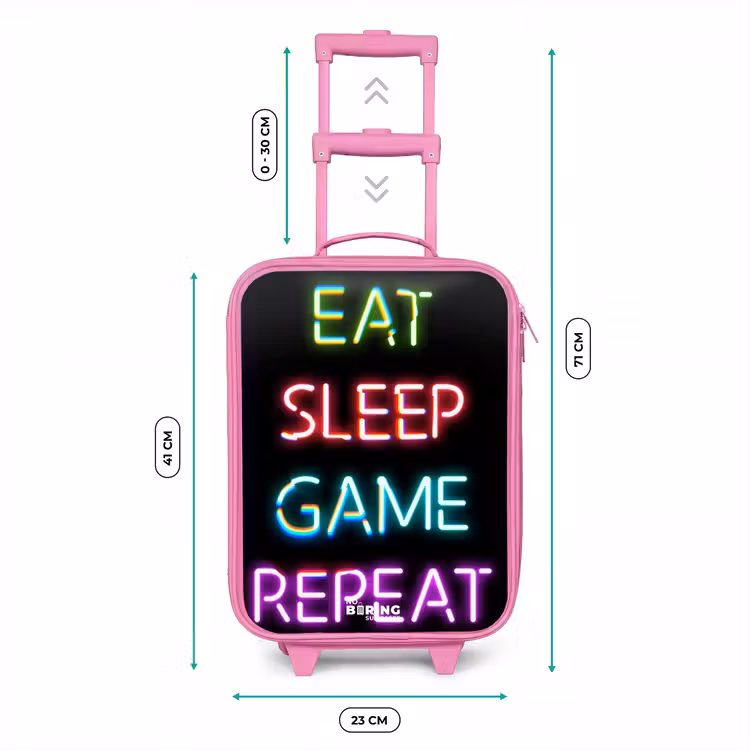 Kinderkoffer - Roze - Qoute met neon lichten — 6