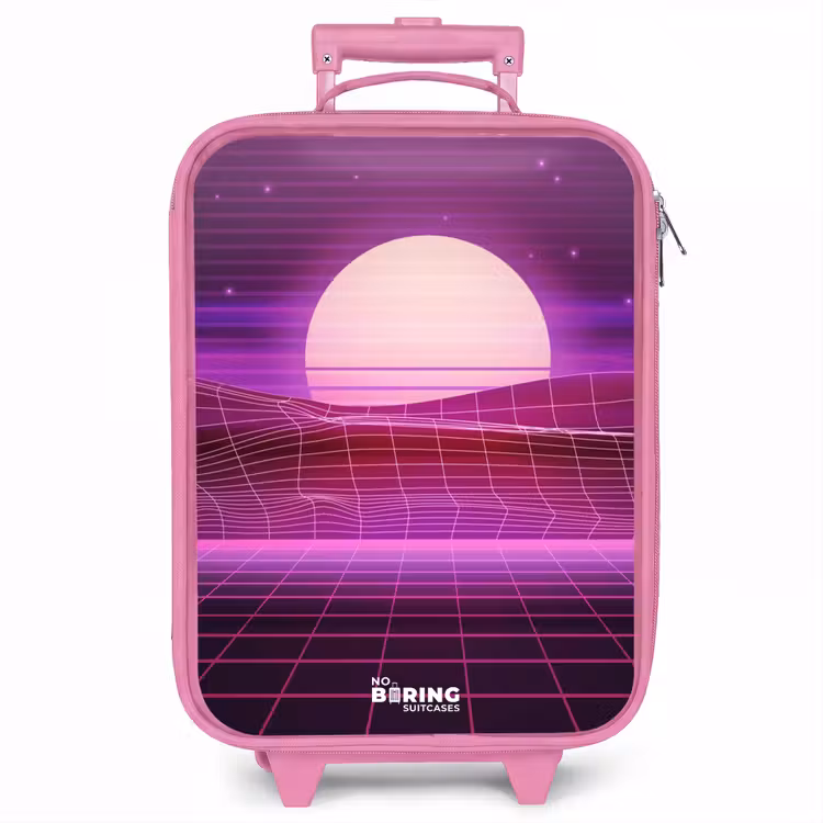 Kinderkoffer - Roze - Rasterlandschap met zon — 1
