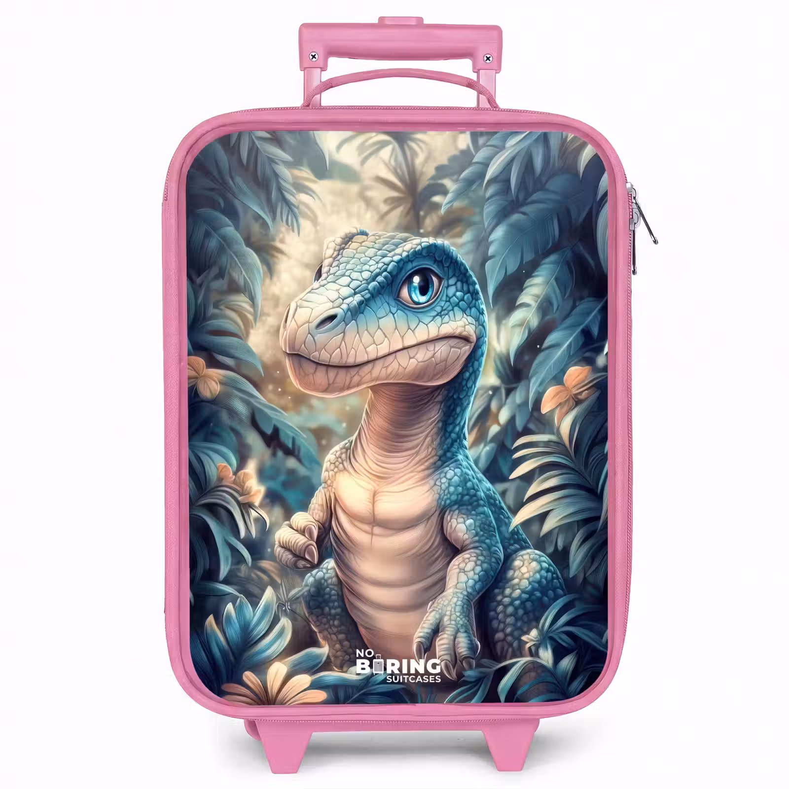 Kinderkoffer - Roze - Dino in mystieke jungle met maanlicht — 1