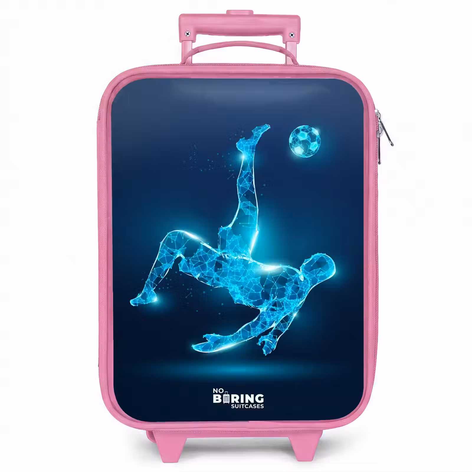 Kinderkoffer - Roze - Omhaal in blauw neonvoetbal — 1