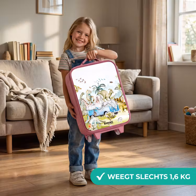 Kinderkoffer - Roze - Busje met dino's — 2