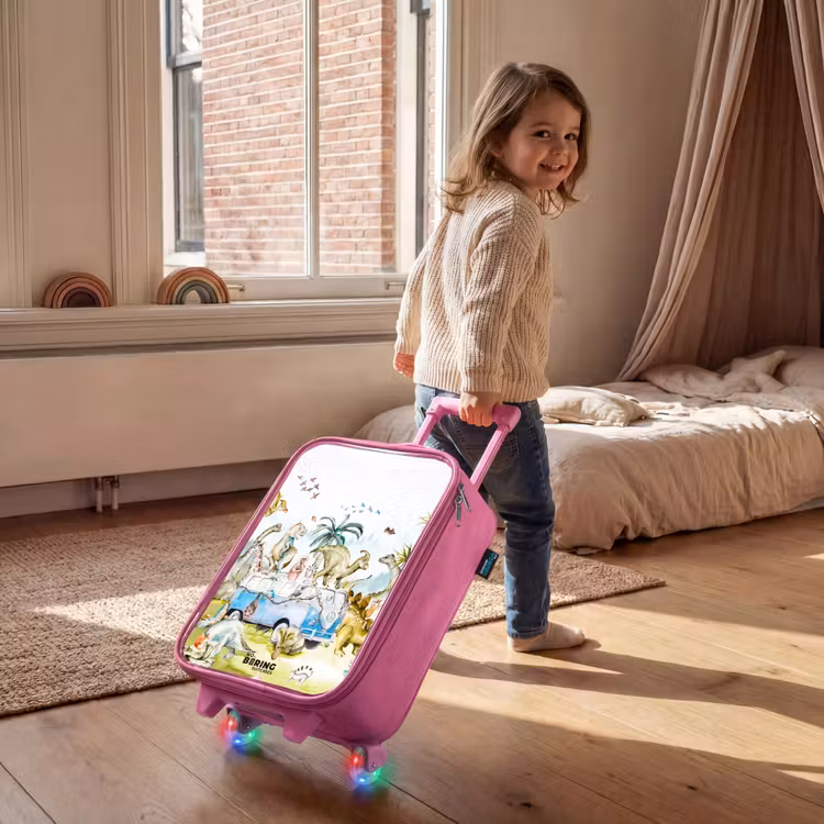 Kinderkoffer - Roze - Busje met dino's — 3