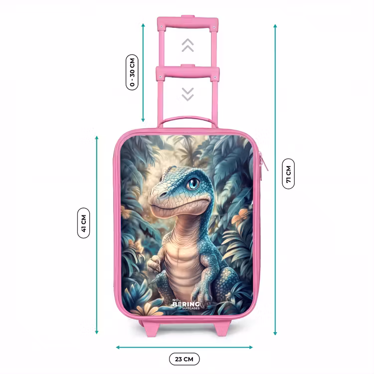 Kinderkoffer - Roze - Dino in mystieke jungle met maanlicht — 6