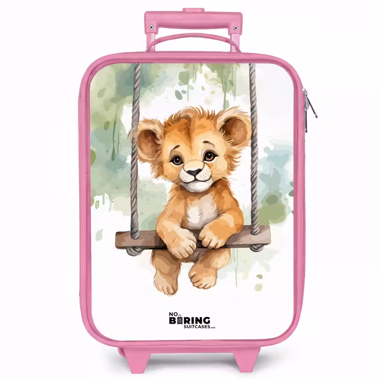 Kinderkoffer - Roze - Leeuwenwelpje met schommel illustratie — 1