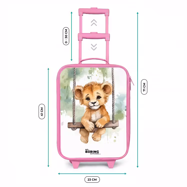 Kinderkoffer - Roze - Leeuwenwelpje met schommel illustratie — 6