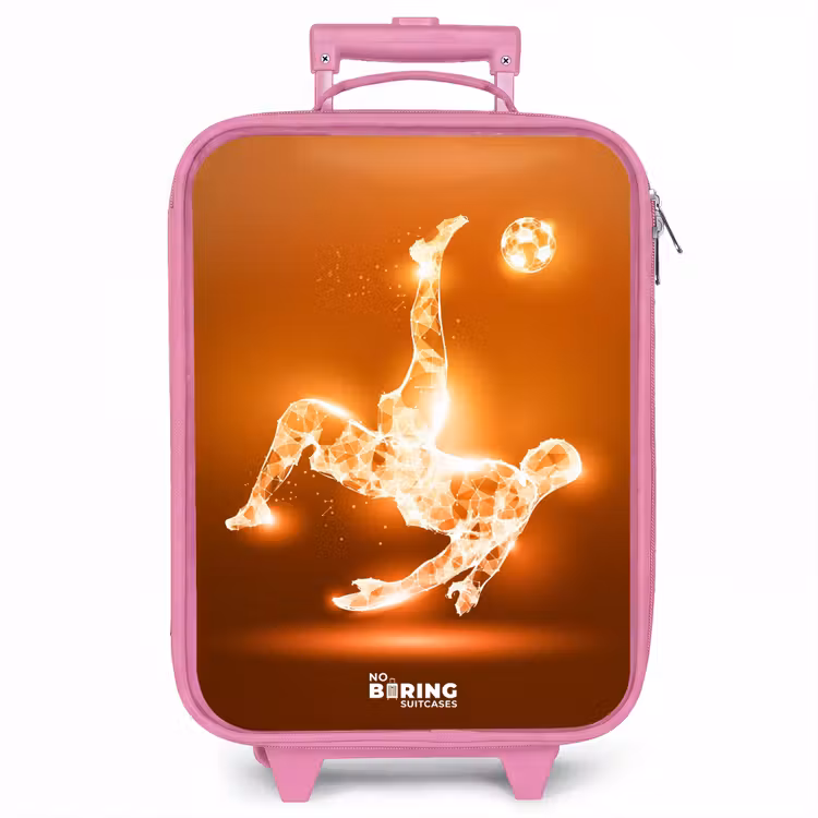Kinderkoffer - Roze - Oranje lichtvoetballer in zweefmoment — 1