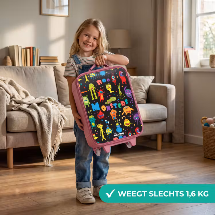 Kinderkoffer - Roze - Patroon van monsters — 2