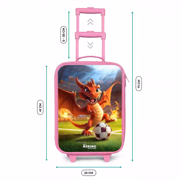 Kinderkoffer - Roze - Rode draak voetbalt in zonnig stadion — 6