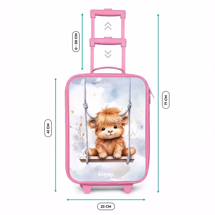 Kinderkoffer - Roze - Schommelend Schotse hooglander kalf van waterverf — 6