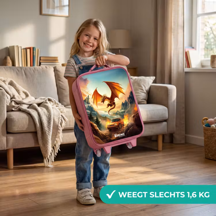 Kinderkoffer - Roze - Vliegende draak boven vurige bergweg — 2