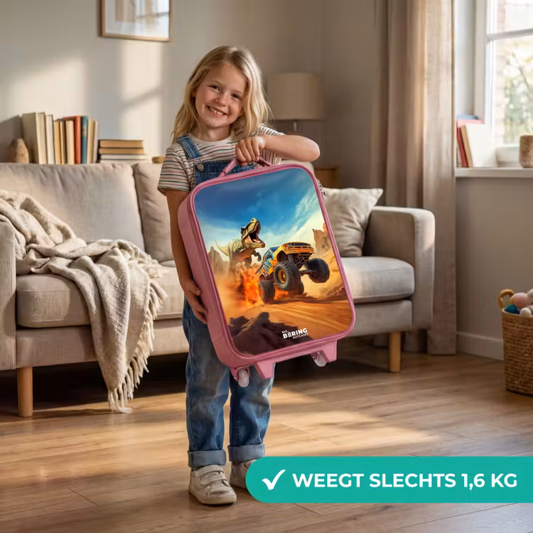Kinderkoffer - Roze - Vluchtende truck voor T-Rex in vurige woestijn — 2