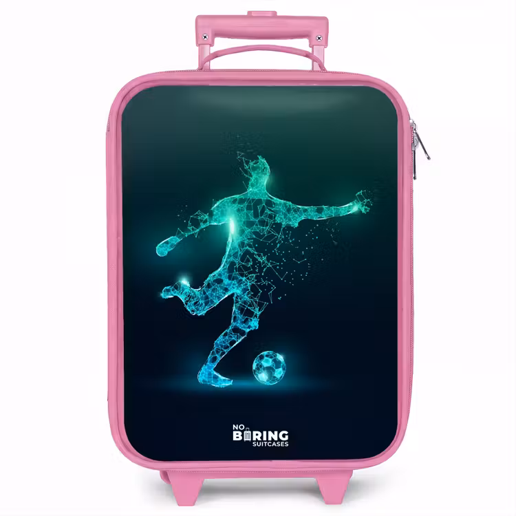 Kinderkoffer - Roze - Voetballer trapt met kracht in digitale vorm — 1