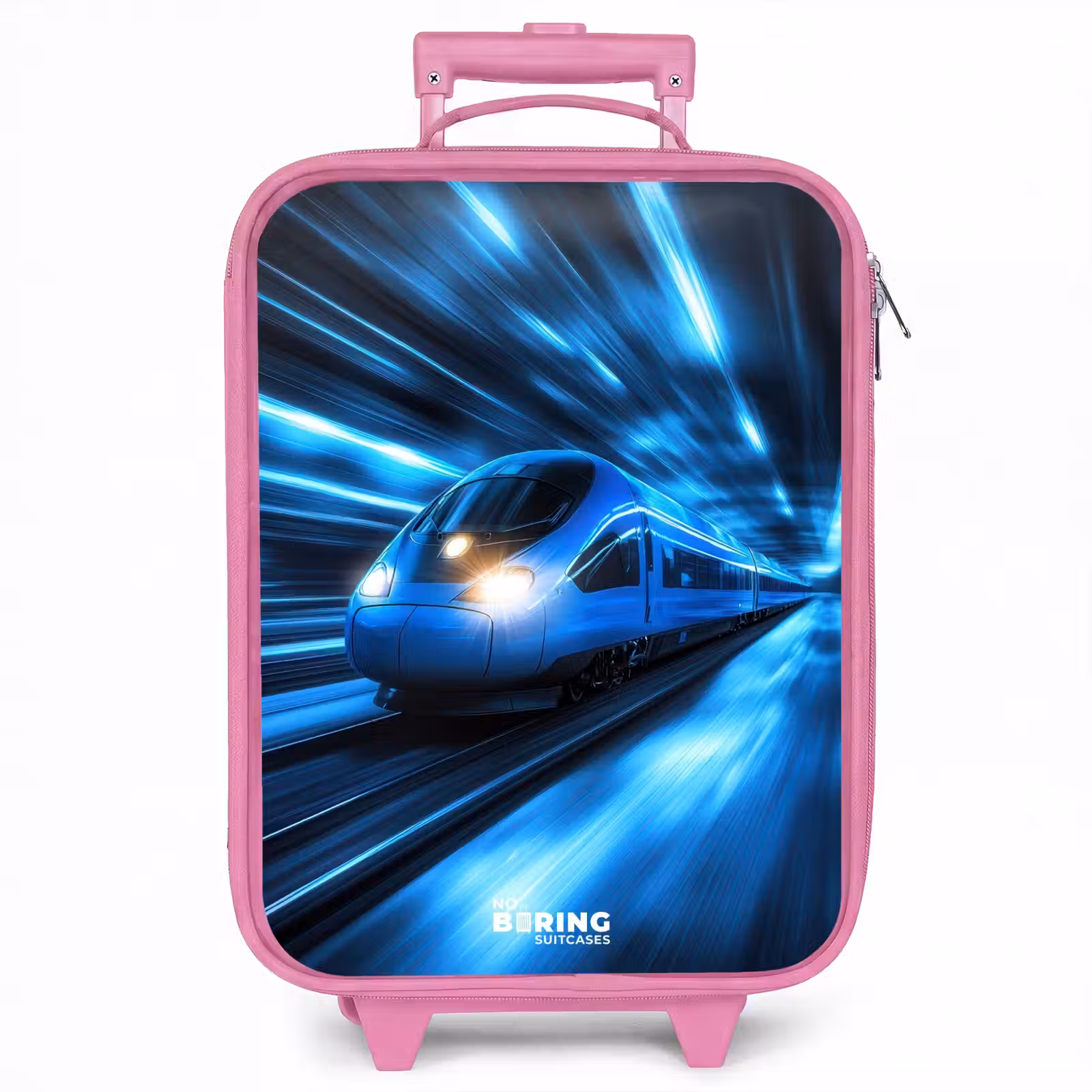 Kinderkoffer - Roze - Supersnelle trein in neonblauwe tunnel — 1