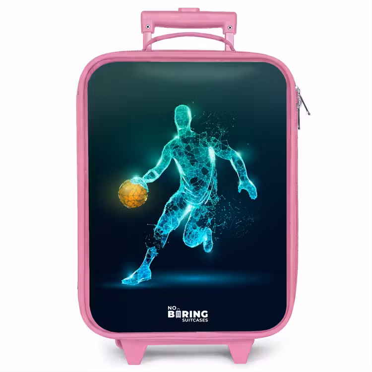 Kinderkoffer - Roze - Basketbalspeler in neon dribbelactie — 1
