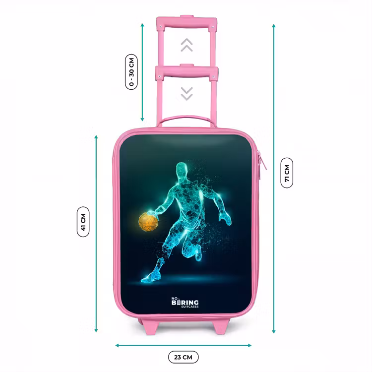 Kinderkoffer - Roze - Basketbalspeler in neon dribbelactie — 6