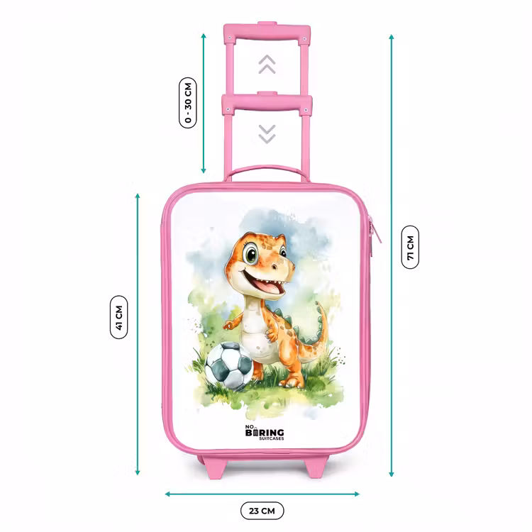 Kinderkoffer - Roze - Dino met voetbal in kleurrijk veld — 6
