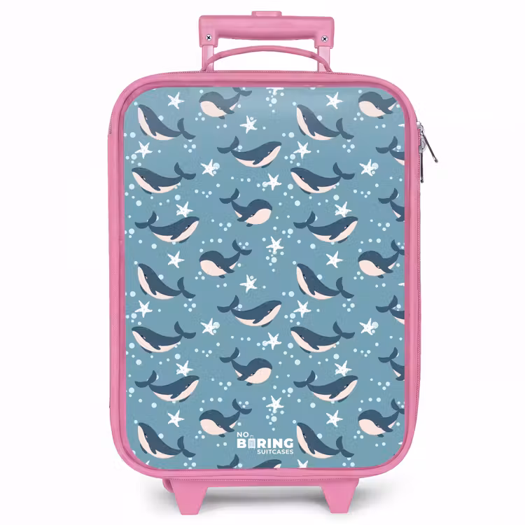 Kinderkoffer - Roze - Donkerblauw walvissenpatroon met zeesterren — 1