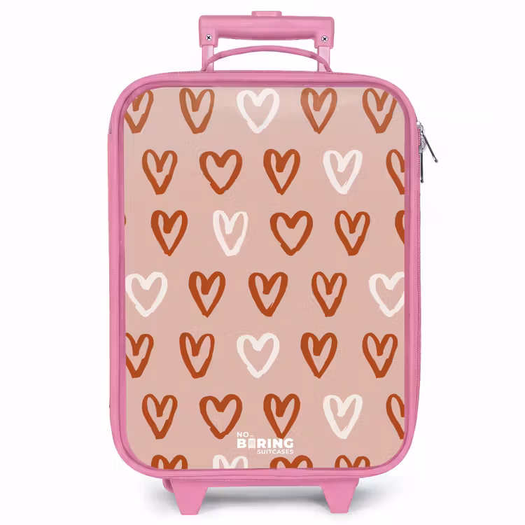 Kinderkoffer - Roze - Hartjes patroon in roze en wit — 1