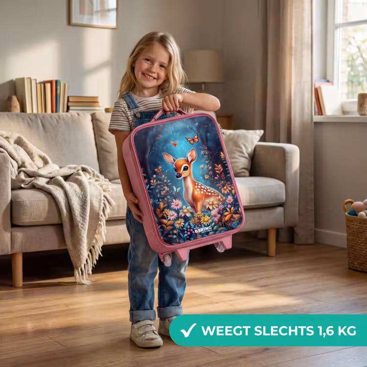 Kinderkoffer - Roze - Hertje tussen bloemen in betoverend bos — 2