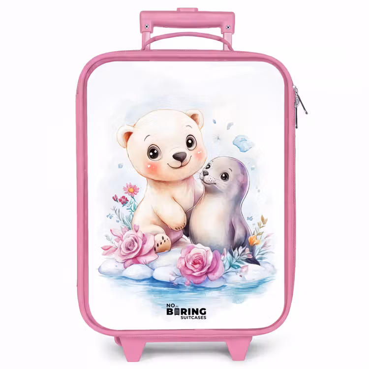 Kinderkoffer - Roze - IJsbeer en zeehond op een ijsschots — 1