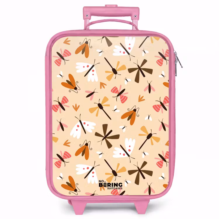 Kinderkoffer - Roze - Insectenpatroon in bruin, roze en oranje op beige achtergrond — 1