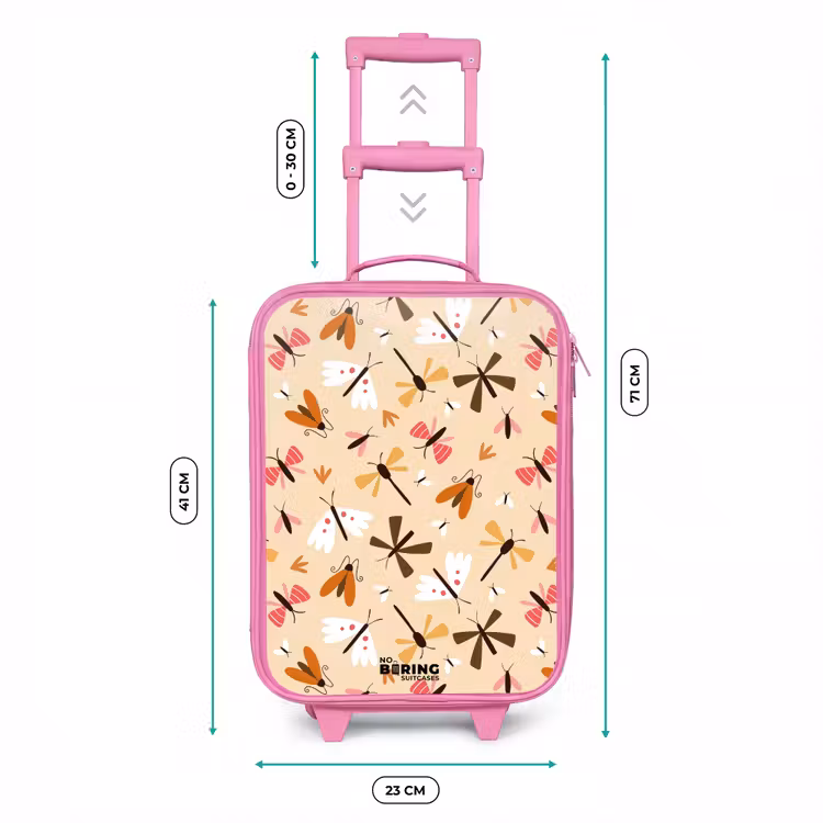 Kinderkoffer - Roze - Insectenpatroon in bruin, roze en oranje op beige achtergrond — 6