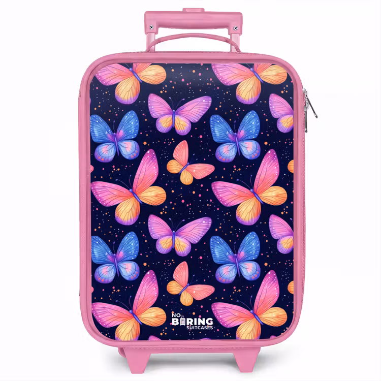 Kinderkoffer - Roze - Kleurrijke vlinders in roze en blauw — 1