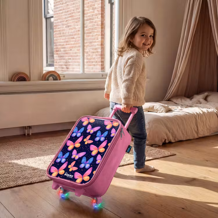 Kinderkoffer - Roze - Kleurrijke vlinders in roze en blauw — 3