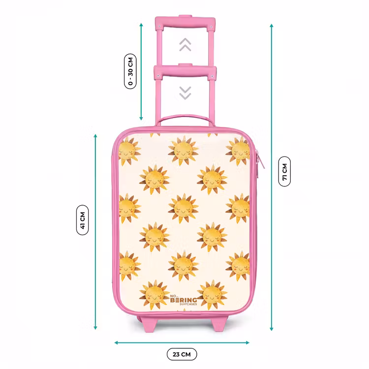 Kinderkoffer - Roze - Lachende zonnetjes als patroon op beige achtergrond — 6