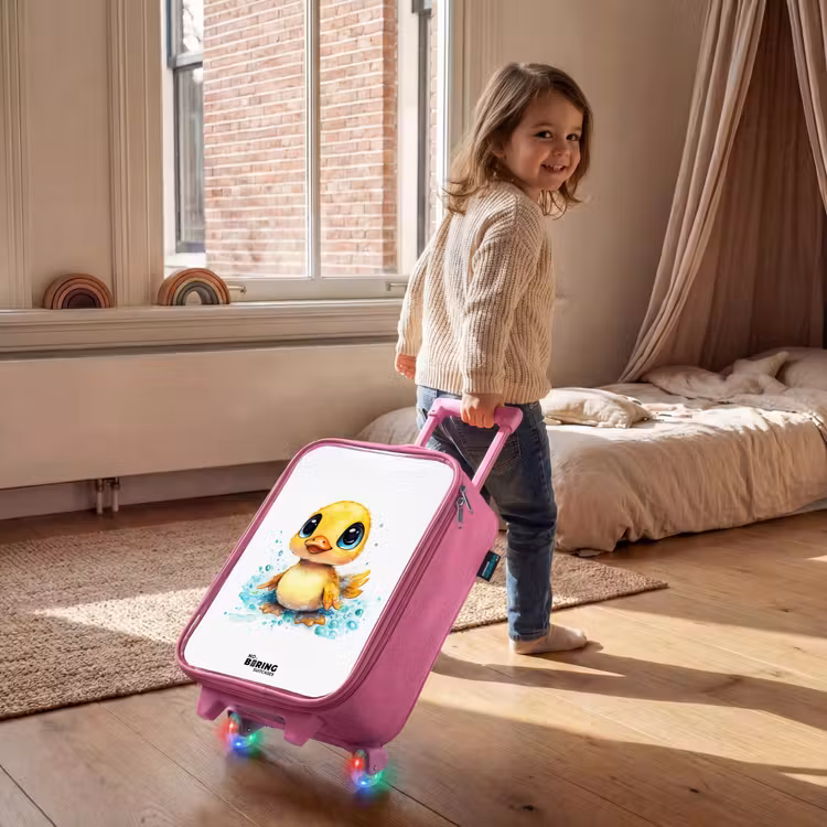 Kinderkoffer - Roze - Lief eendje met blauwe ogen en waterspetters — 3