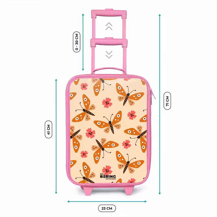 Kinderkoffer - Roze - Oranje vlinders en roze bloemen op beige achtergrond — 6