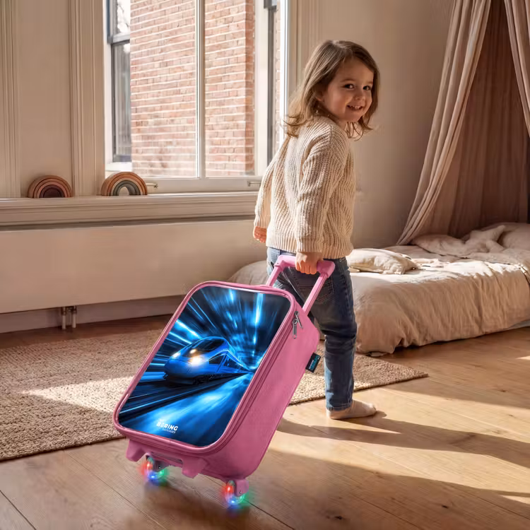 Kinderkoffer - Roze - Supersnelle trein in neonblauwe tunnel — 3