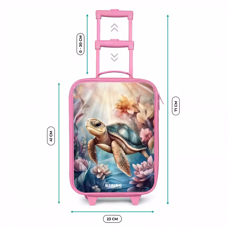 Kinderkoffer - Roze - Zeeschildpad tussen bloemen onder water — 6