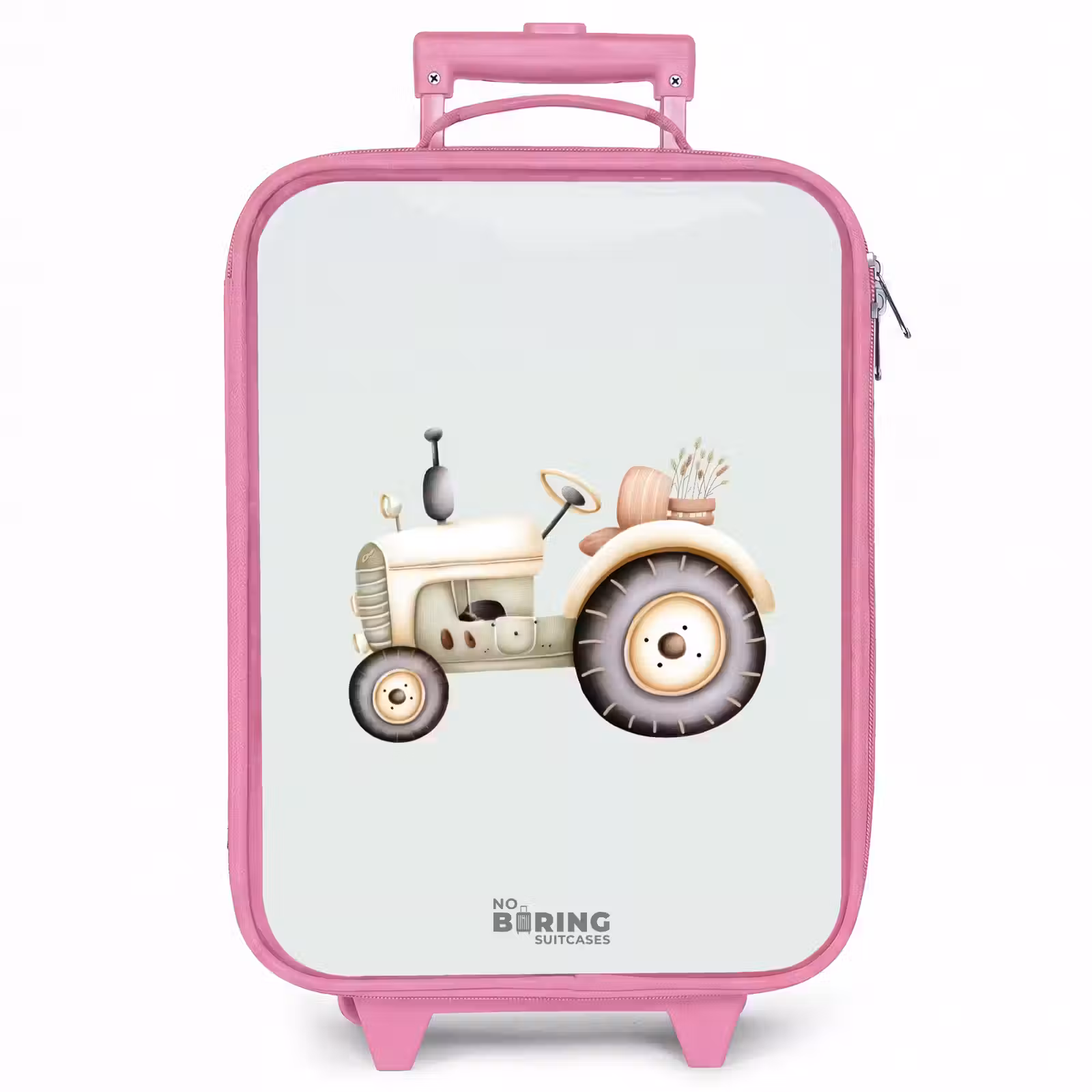 Kinderkoffer - Roze - Beige vintage tractor in pastel groene kleuren — 1