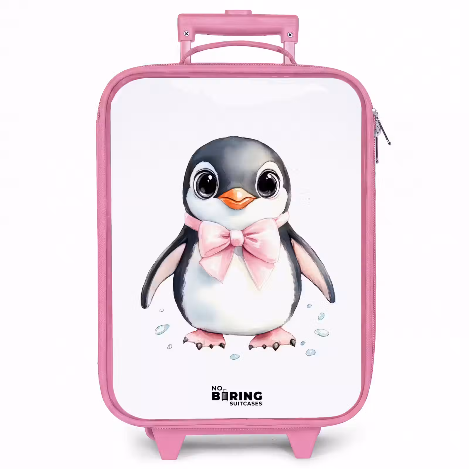 Kinderkoffer - Roze - Pinguïn met roze strik en ijsdruppels — 1