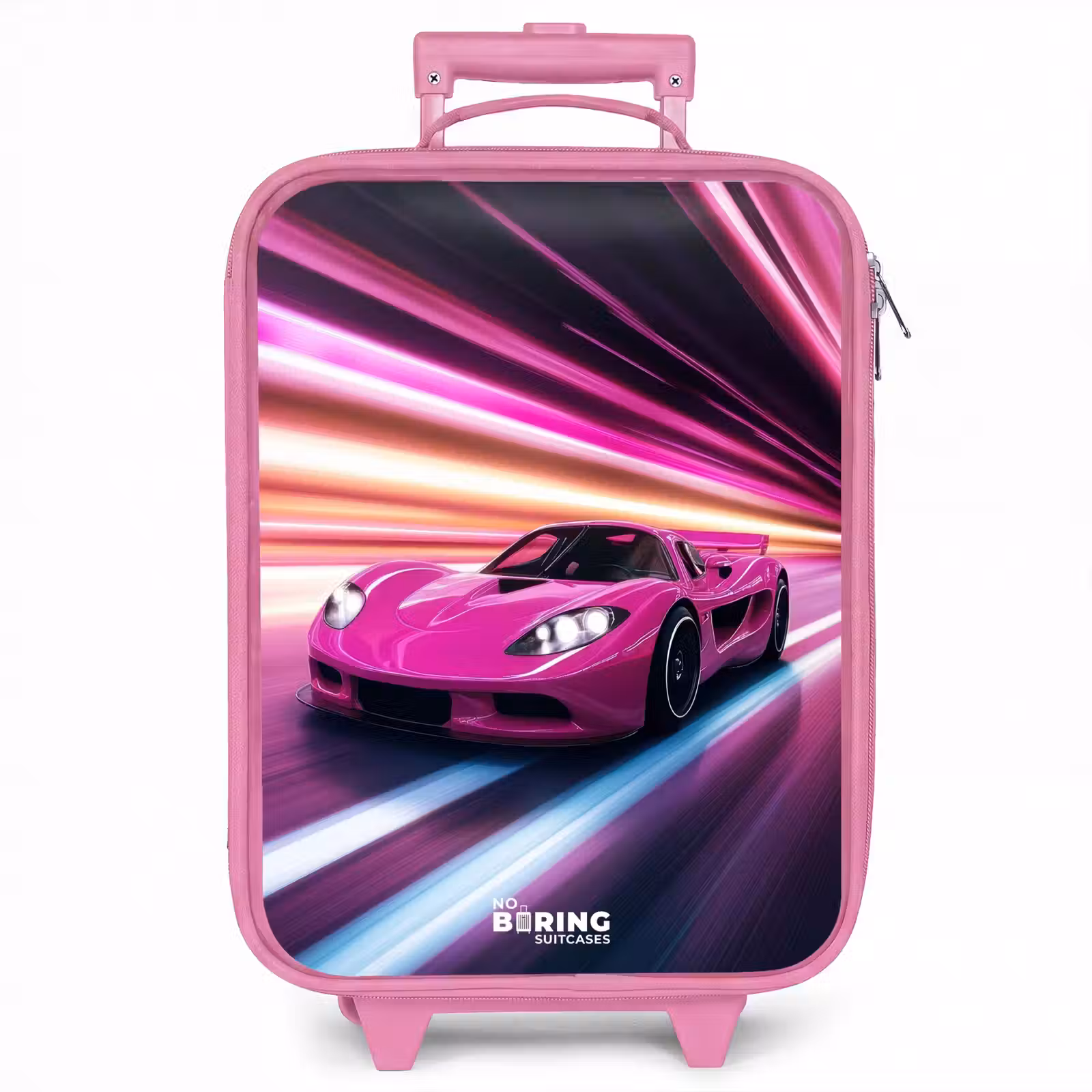 Kinderkoffer - Roze - Roze raceauto flitst door neonlicht — 1