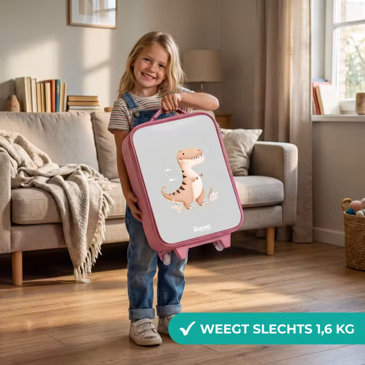 Kinderkoffer - Roze - Dino in beige en grijze kleuren — 2