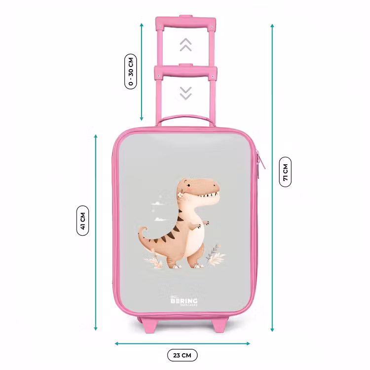 Kinderkoffer - Roze - Dino in beige en grijze kleuren — 6