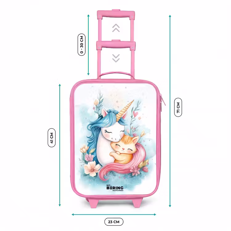 Kinderkoffer - Roze - Eenhoorn met blauwe manen en oranje kitten — 6