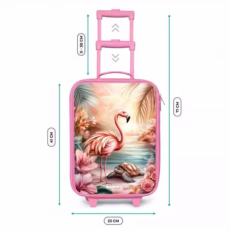 Kinderkoffer - Roze - Flamingo en schildpad op een roze strand. — 6