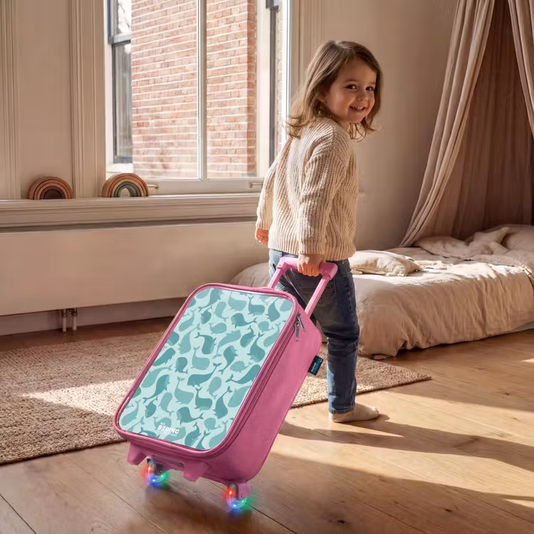 Kinderkoffer - Roze - Gestileerde walvissen in tonale zeegroene tinten — 3