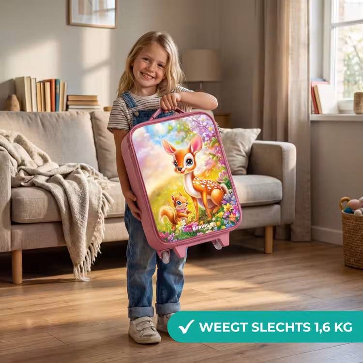 Kinderkoffer - Roze - Hertje en eekhoorn in kleurrijk bloemenveld — 2