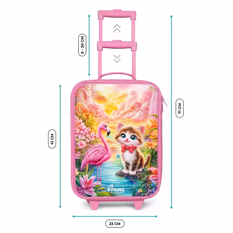 Kinderkoffer - Roze - Kitten met flamingo in tropisch bloemenparadijs — 6