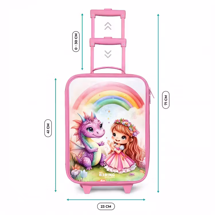 Kinderkoffer - Roze - Meisje met paarse draak onder regenboog — 6