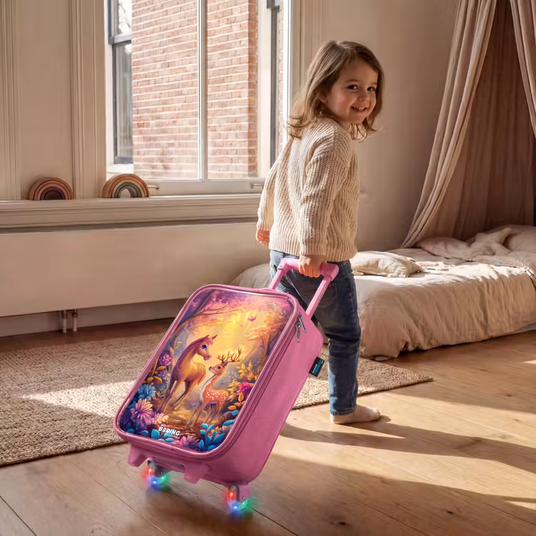 Kinderkoffer - Roze - Paard en hert in een roze sprookjesbos — 3