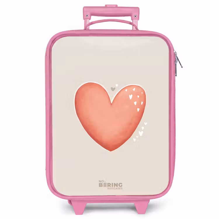 Kinderkoffer - Roze - Rood hart op een beige achtergrond — 1