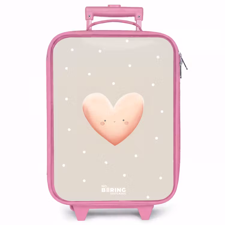 Kinderkoffer - Roze - Roze hart omringd door beige stippen — 1
