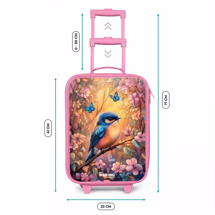 Kinderkoffer - Roze - Vogel met vlinders in kleurrijk bos. — 6