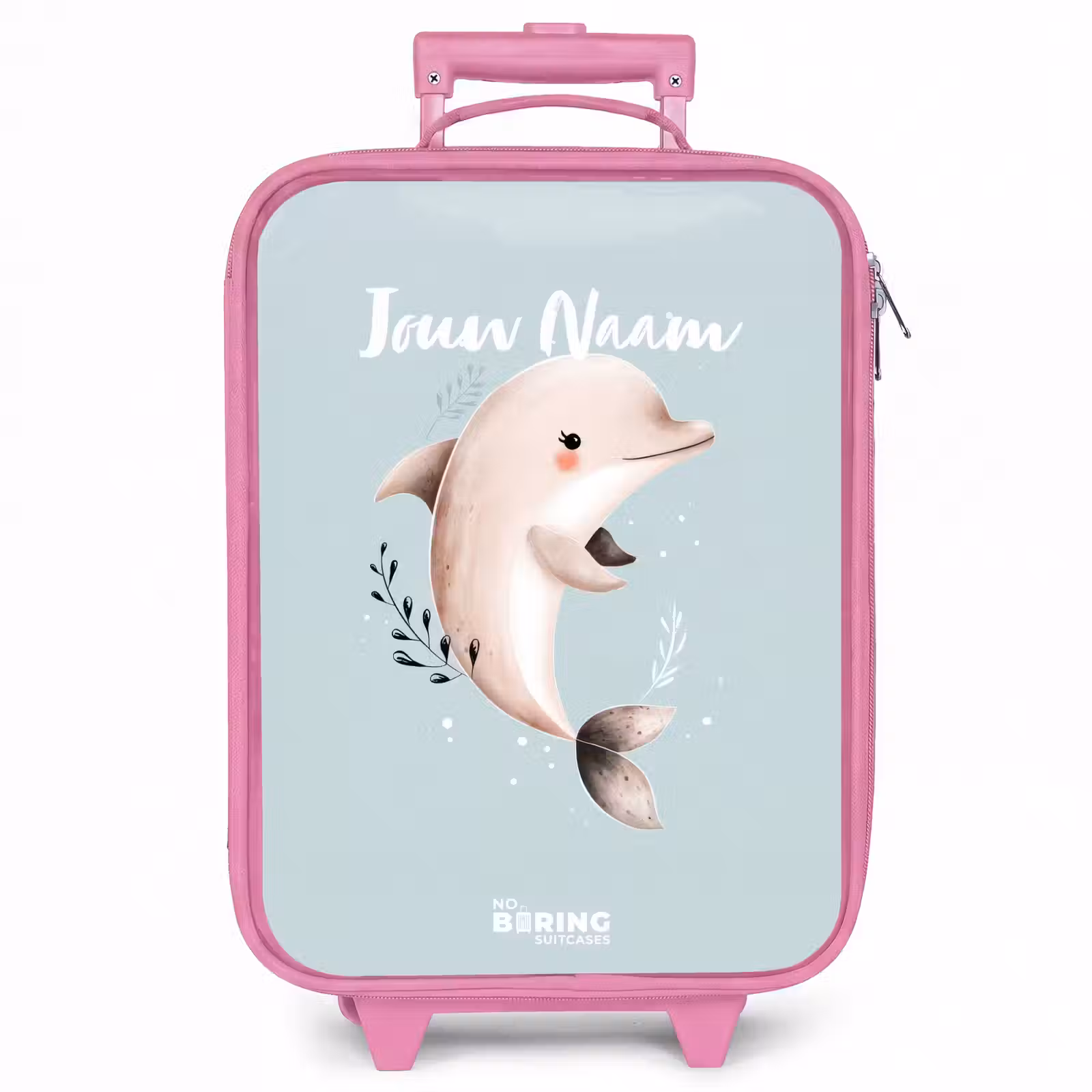 Kinderkoffer - Roze - Beige dolfijn in blauw water — 1